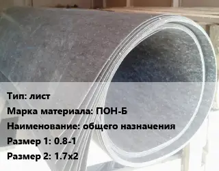 Паронит лист ПОН-Б общего назначения 0.8-1х1.7х2